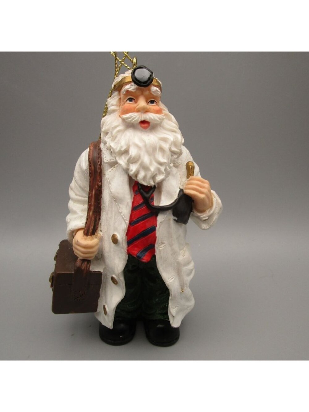 Santa Claus Doctor Christmas Ornament Medical Bag & Stethoscope